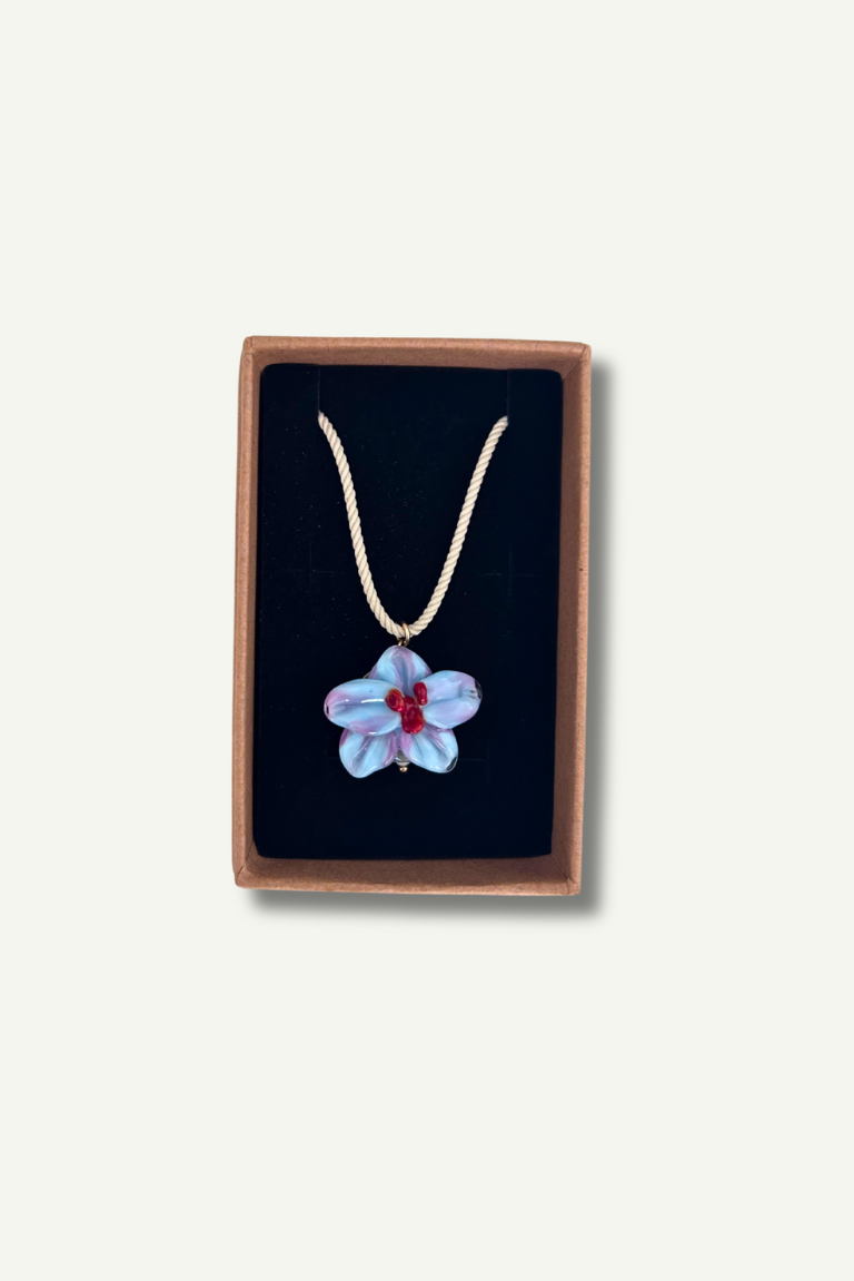 Blue Orchid Ivory Cord Necklace