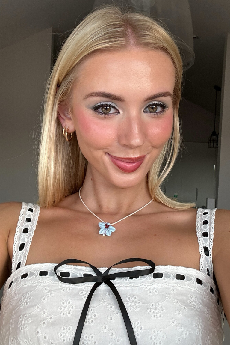 Blue Orchid Ivory Cord Necklace