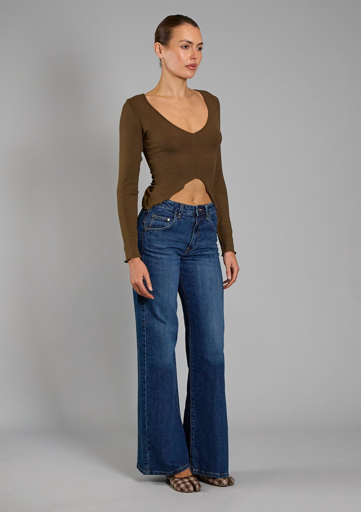 Rosie Rib Top - Chocolate Brown