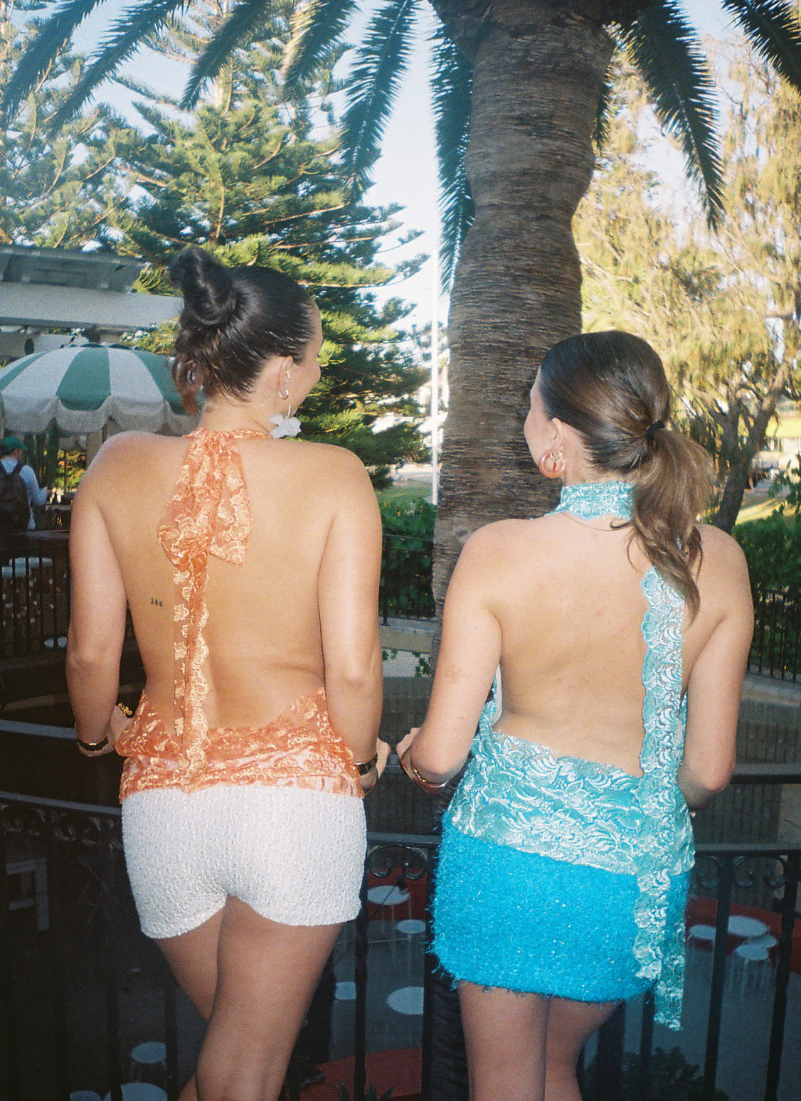 Lace Tie-Neck Top in Aqua