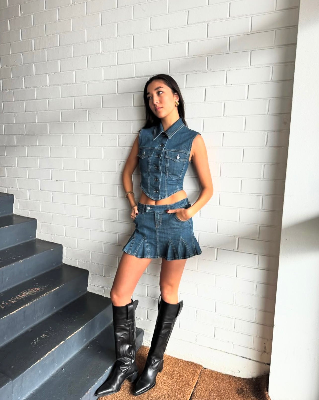 Paris Mini Skirt Jaded Wash