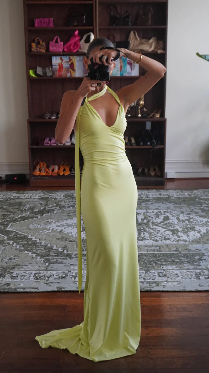 Attina Maxi Dress in Lime