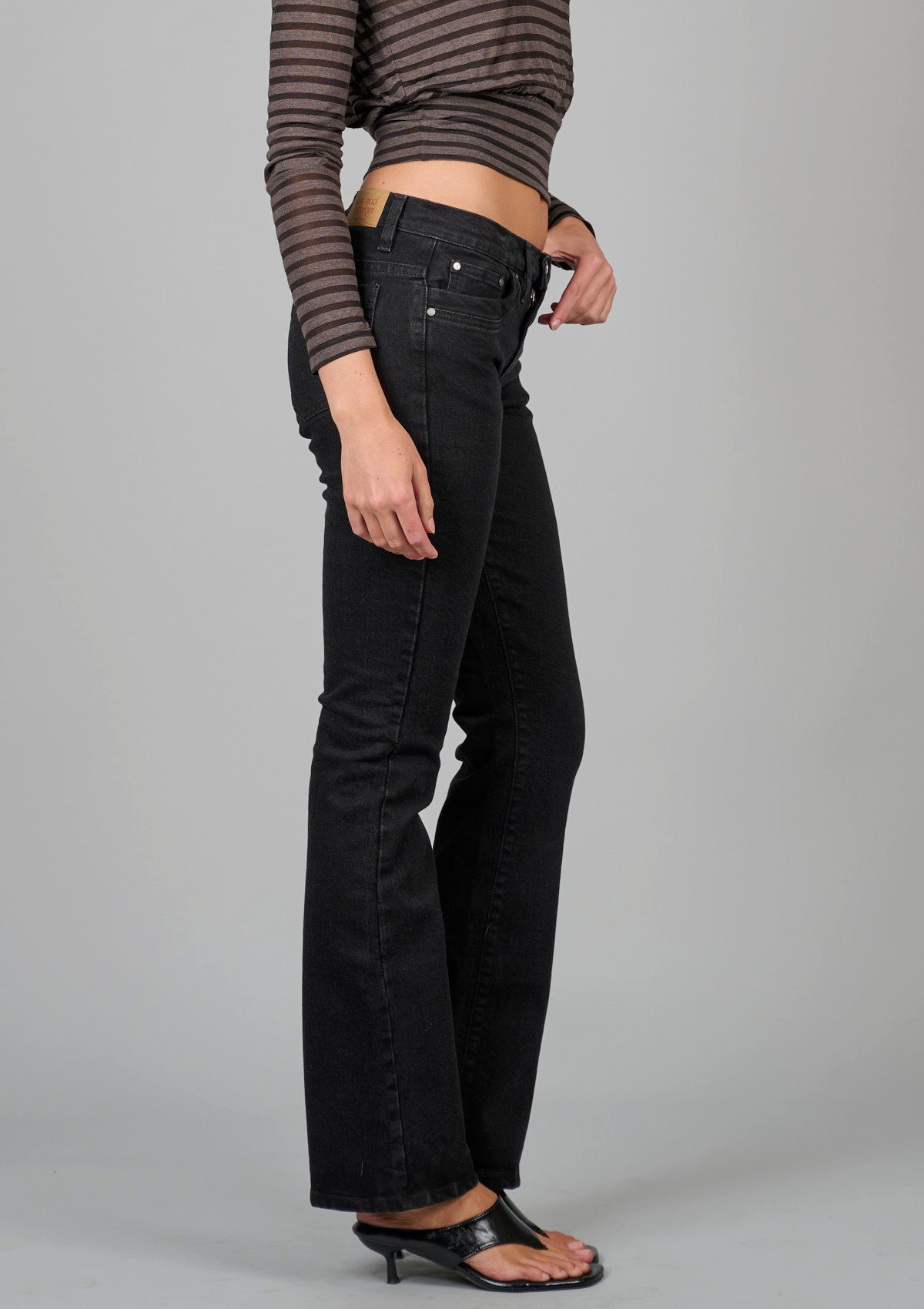 ‘Killer’ Low Rise Bootcut Jean - Washed Back Black