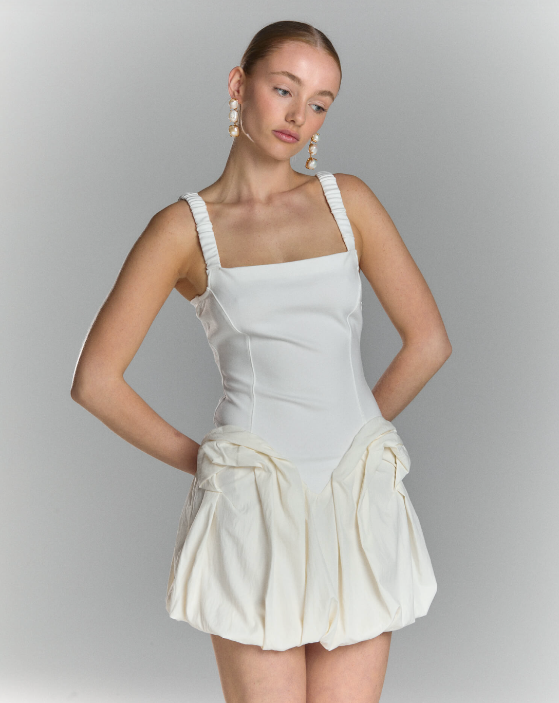 Chloris Mini Dress in Ecru