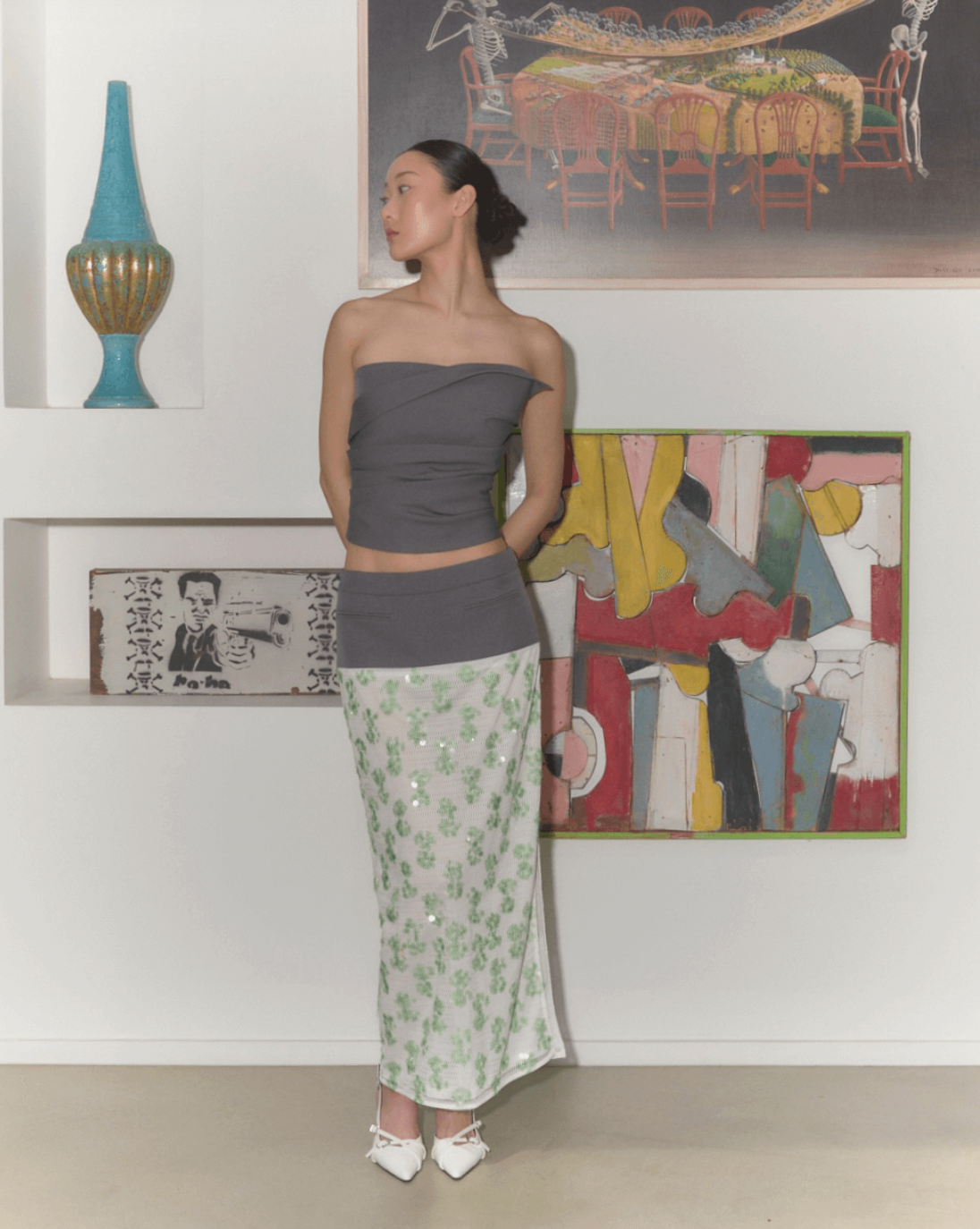 Kakia Midi Skirt in Charcoal