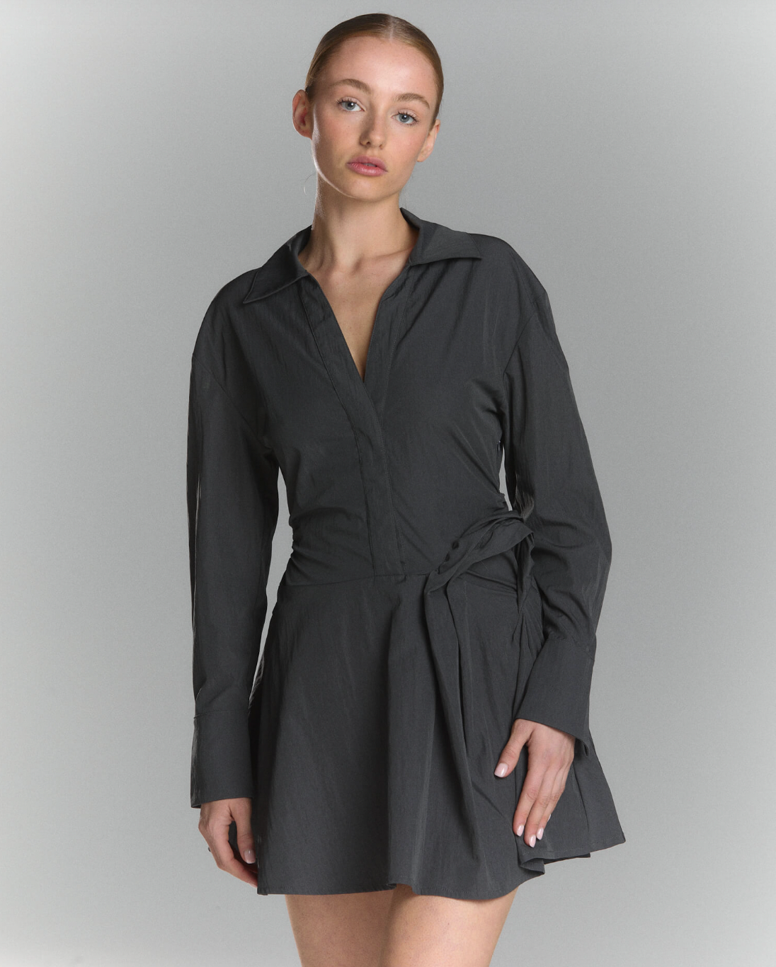 Chloris Shirt Dress in Charcoal