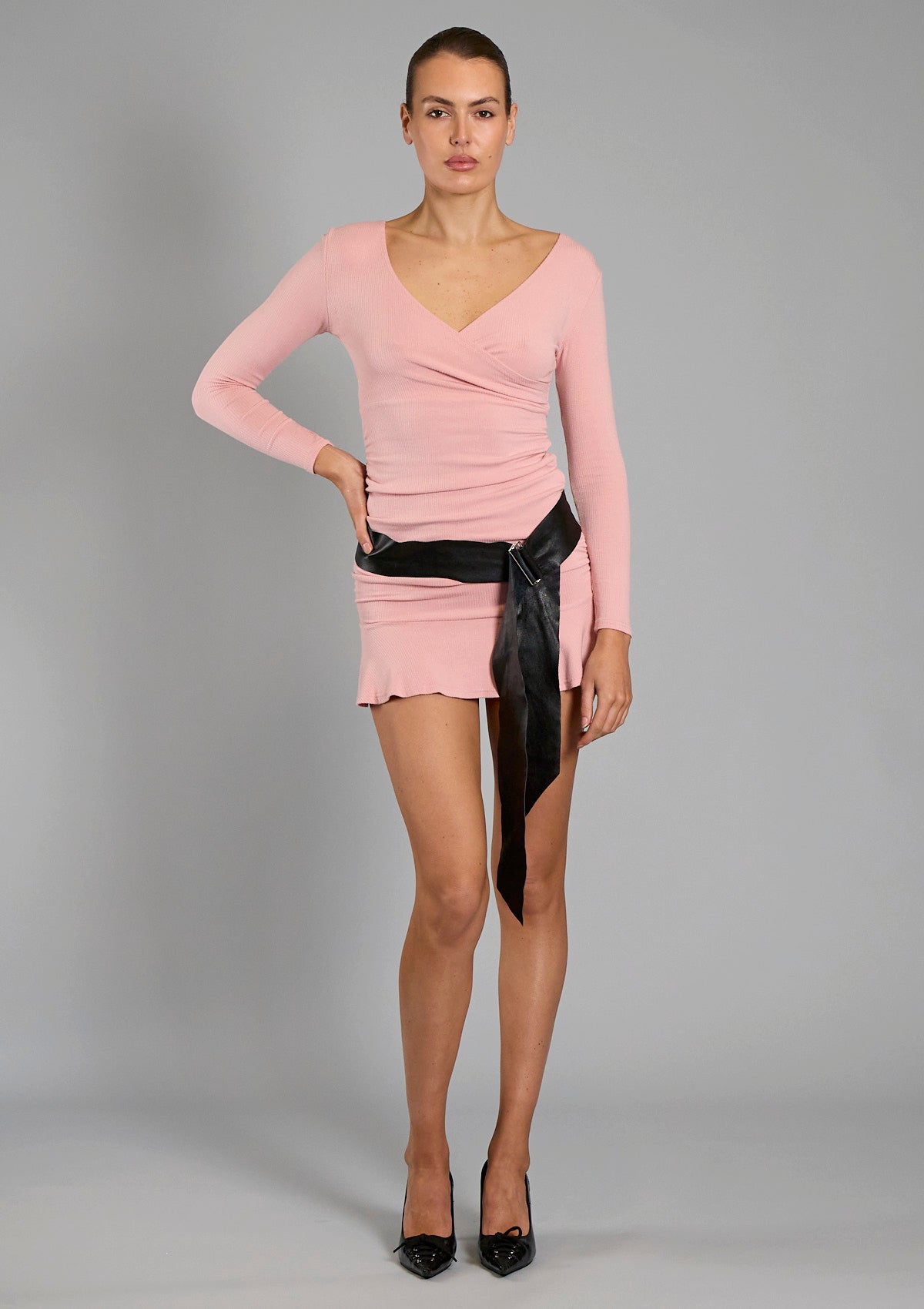 Ruby Cross Over Mini Dress - Pink