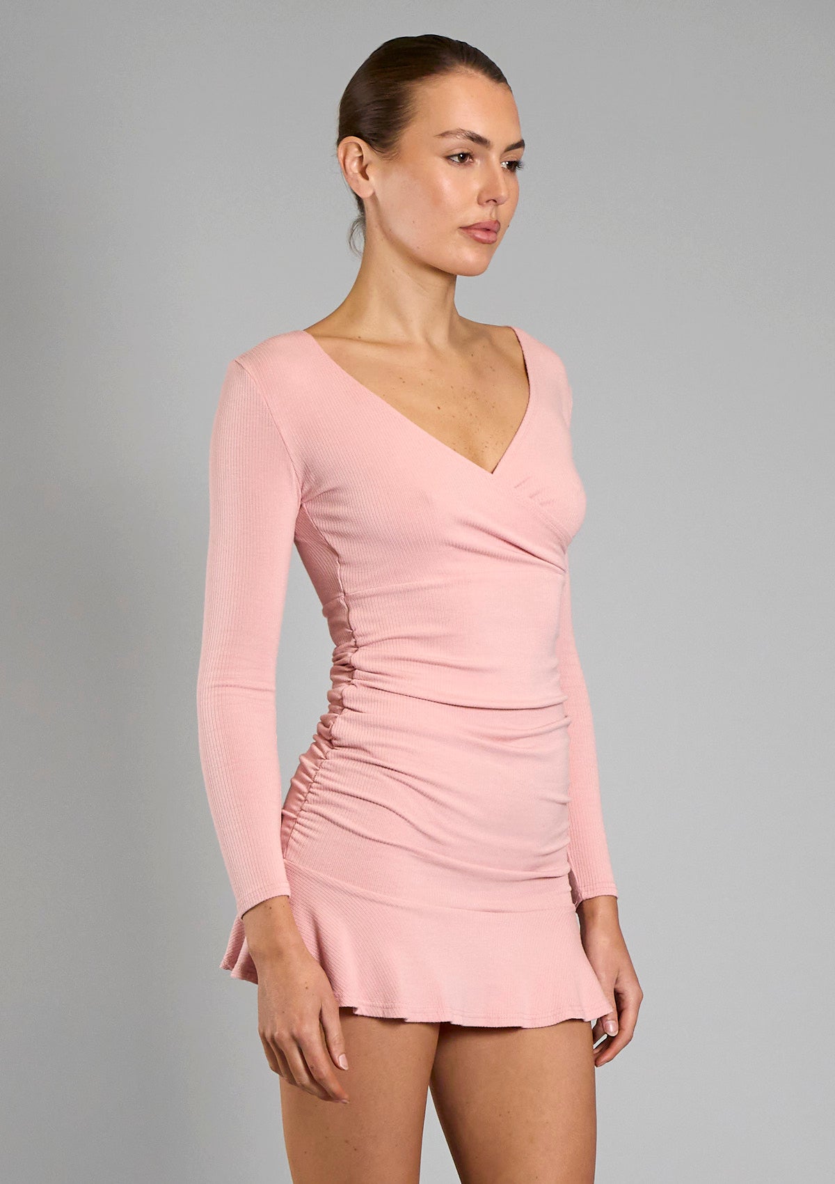 Ruby Cross Over Mini Dress - Pink