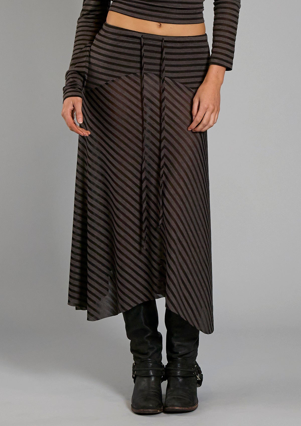 Alexa Striped Asymmetrical  Skirt