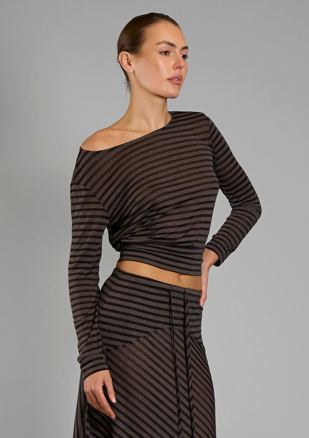 Alexa Striped Boat Neck Top