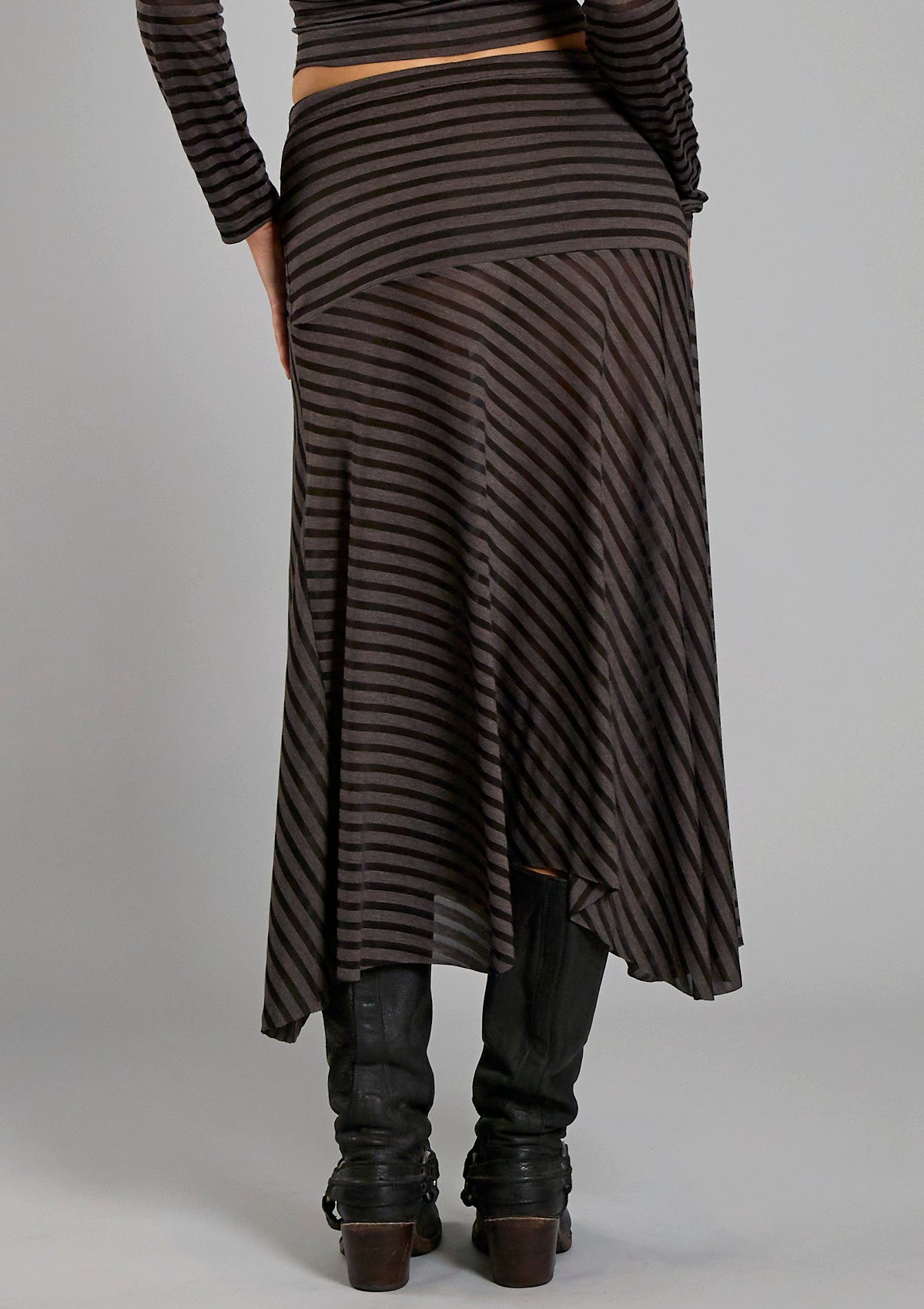 Alexa Striped Asymmetrical  Skirt